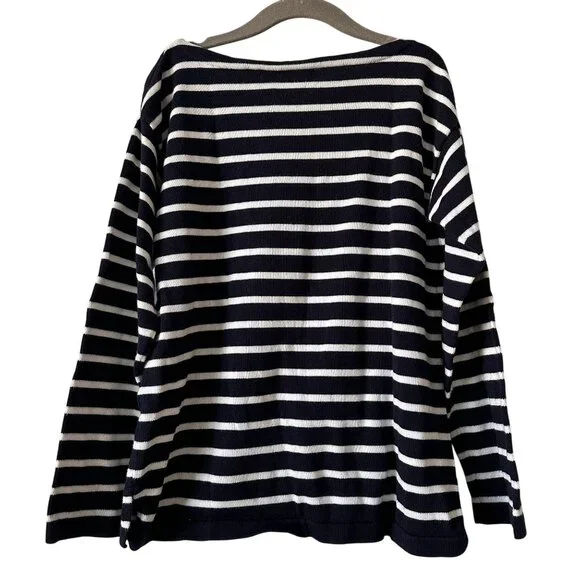 Crewcuts Navy and White Striped Heart Sweater 10 Valentine's Day Long sleeve top - Picture 3 of 6